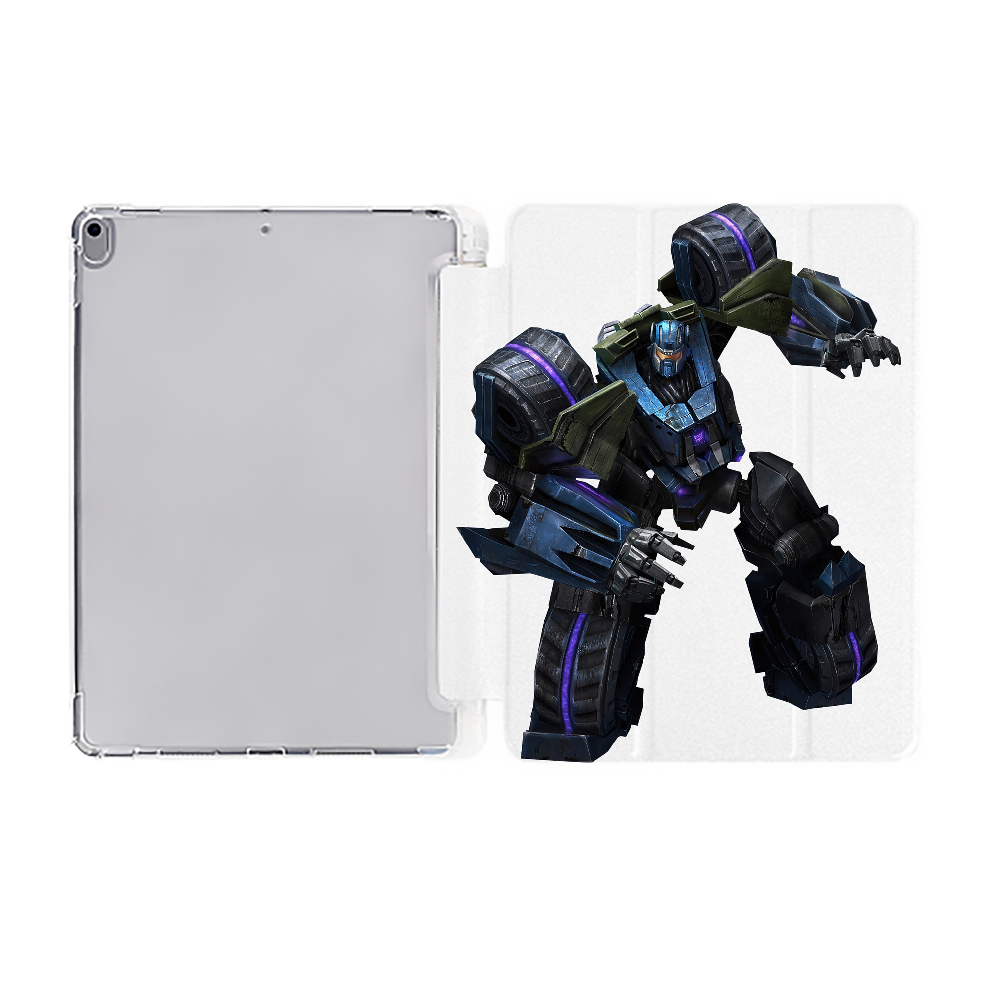 （画像用） Transformers トランスフォーマー IPad ケース ペン収納付き 三つ折りスタンド PUレザー×シリコン 対応機種9.5/10.5/10.9インチ